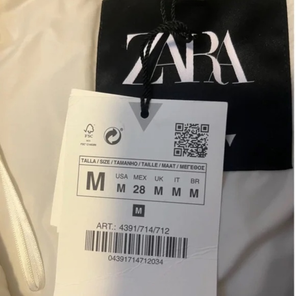 Zara ecru / off white water repellent hooded puffer cape / coat NWT - Picture 5 of 13